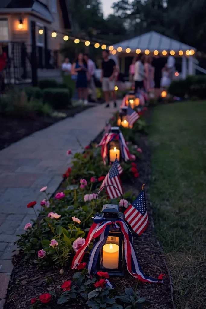Patriotic Outdoor Lantern Pathway