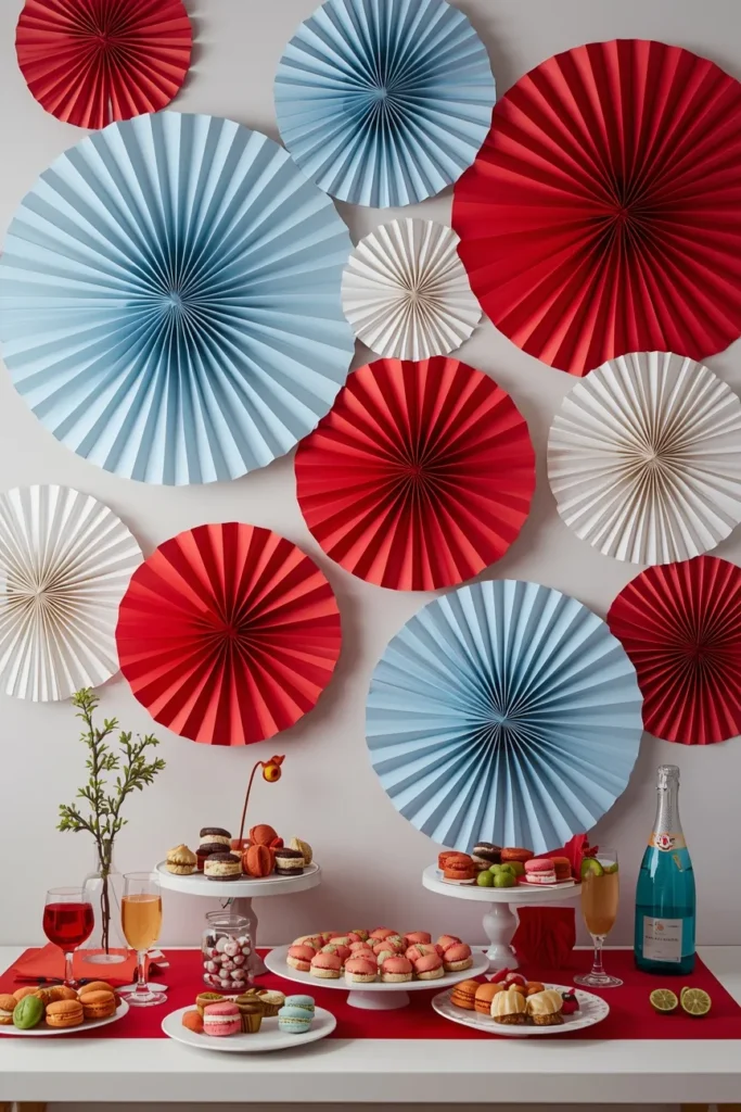 Patriotic Paper Fan Wall Display