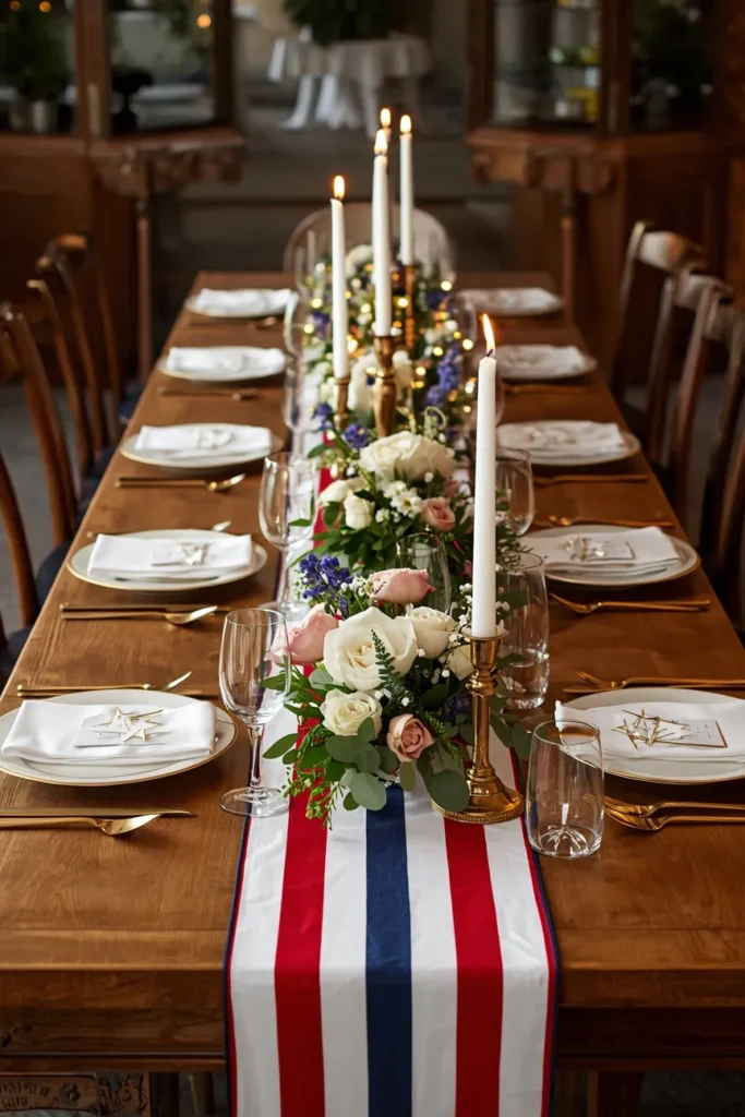 Patriotic Table Runner With Candles
