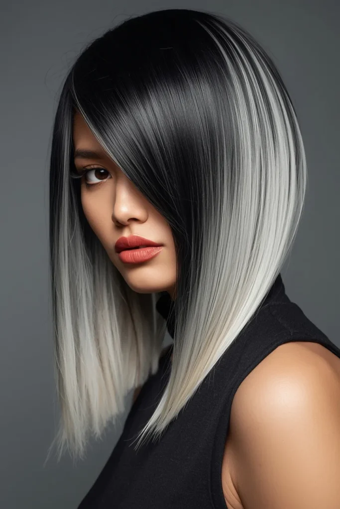 Platinum Blonde Ombre on Dark Hair for High Contrast