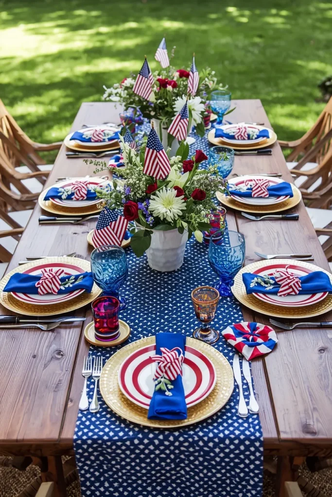 Red White and Blue Table Setting