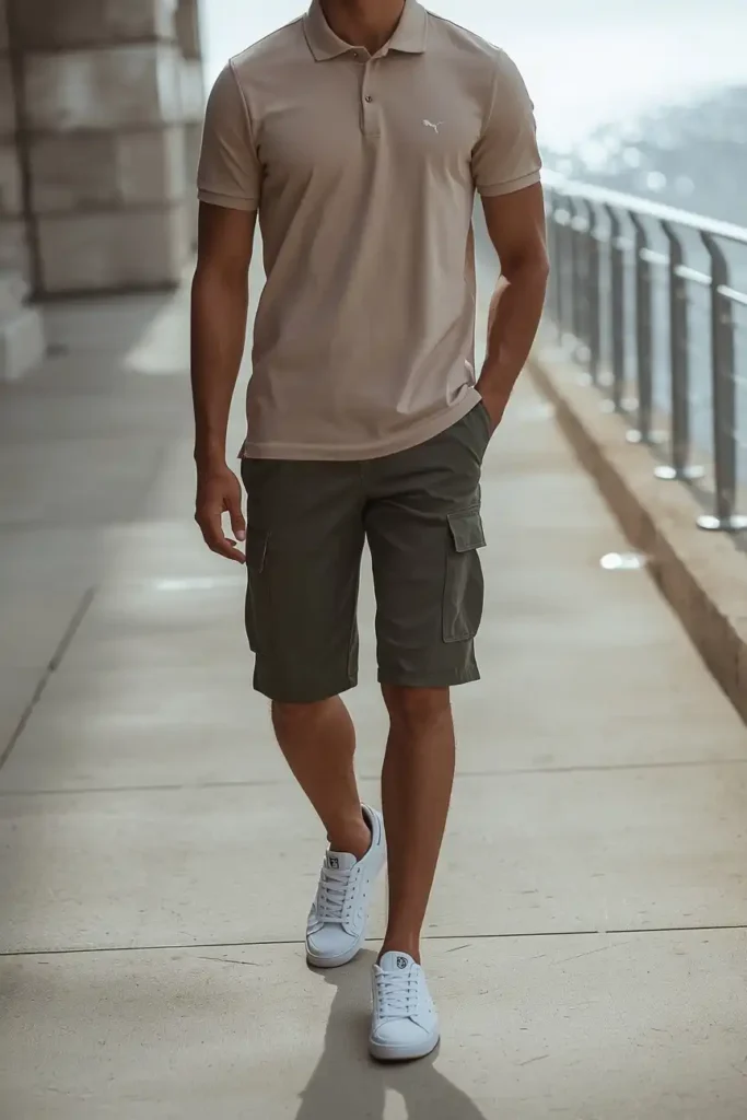 Relaxed Cargo Shorts and a Boxy Quarter-Zip Polo