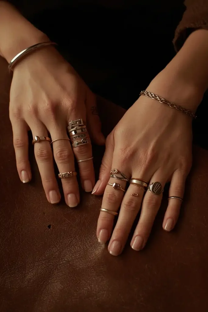 Rings Stacked Across Every Finger