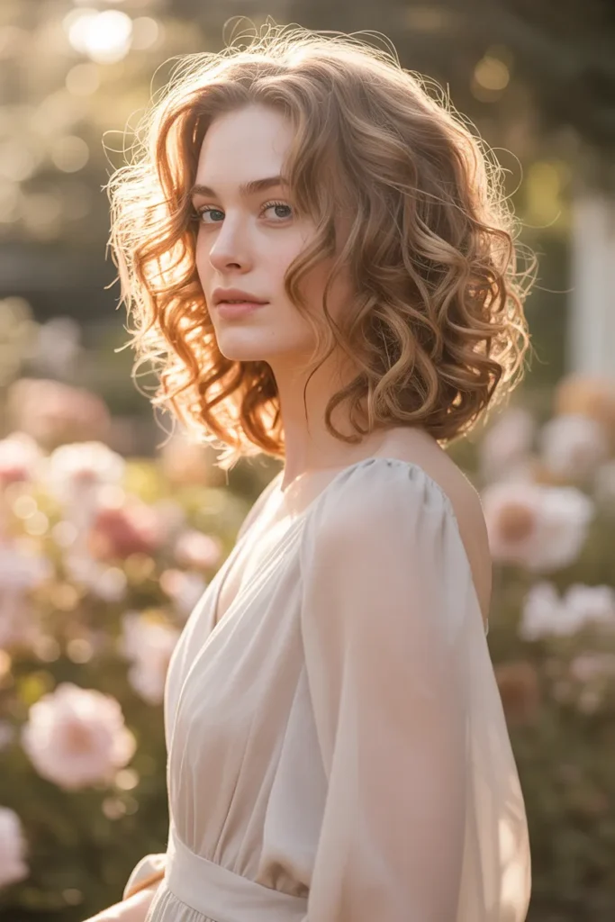 Romantic, Loosely Curled Mid-Length Hair for a Soft, Feminine Look