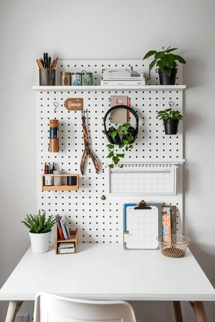 SKADIS Pegboard Styled as a Functional Bedroom Organizer