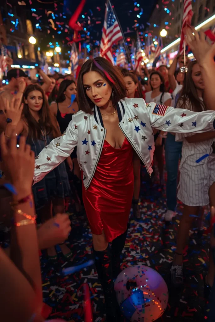 Satin Slip Dress with Bomber Jacket