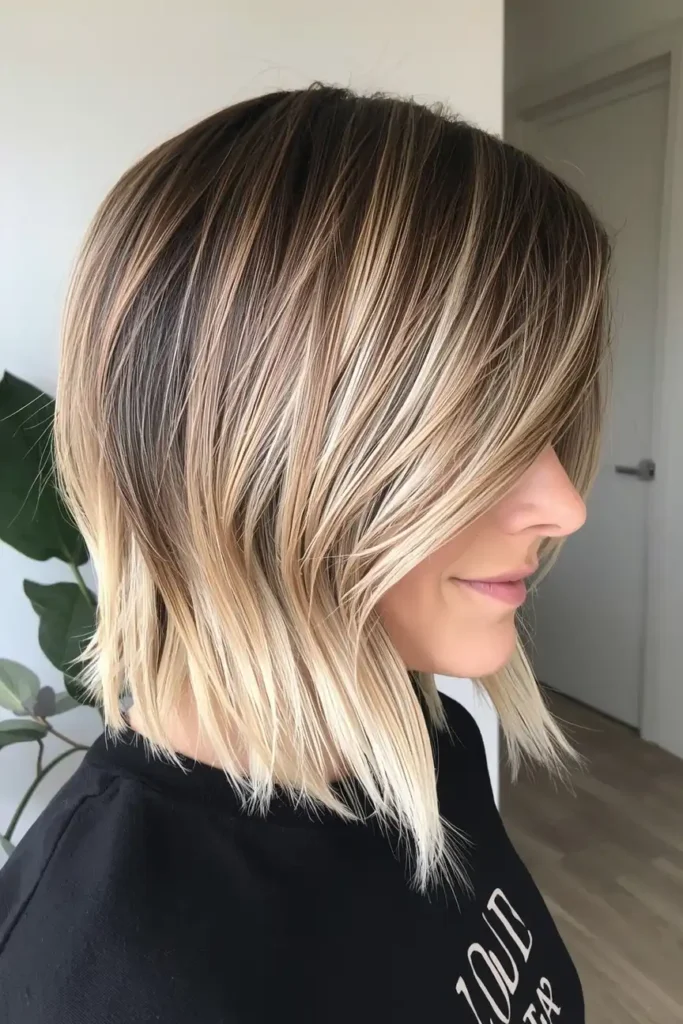 Shag Haircut with Blunt Ends for Contrast