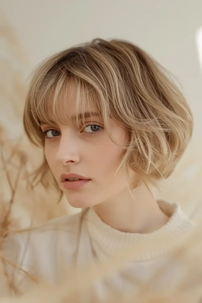 Shag Haircut with Wispy Bangs for a Soft Look