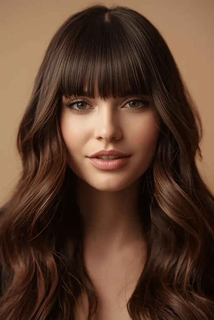 Smooth Curtain Bangs With Dark Layers