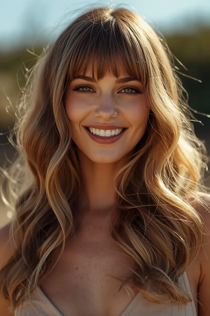 Soft Curtain Bangs with Waves