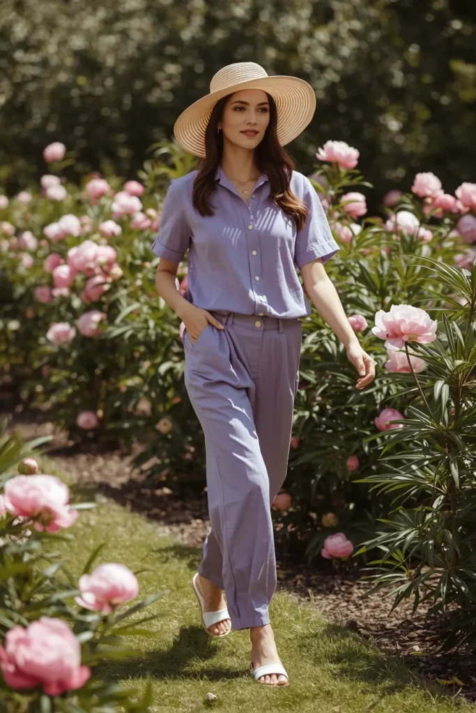 Soft Pastel Coord Set With a Sun Hat