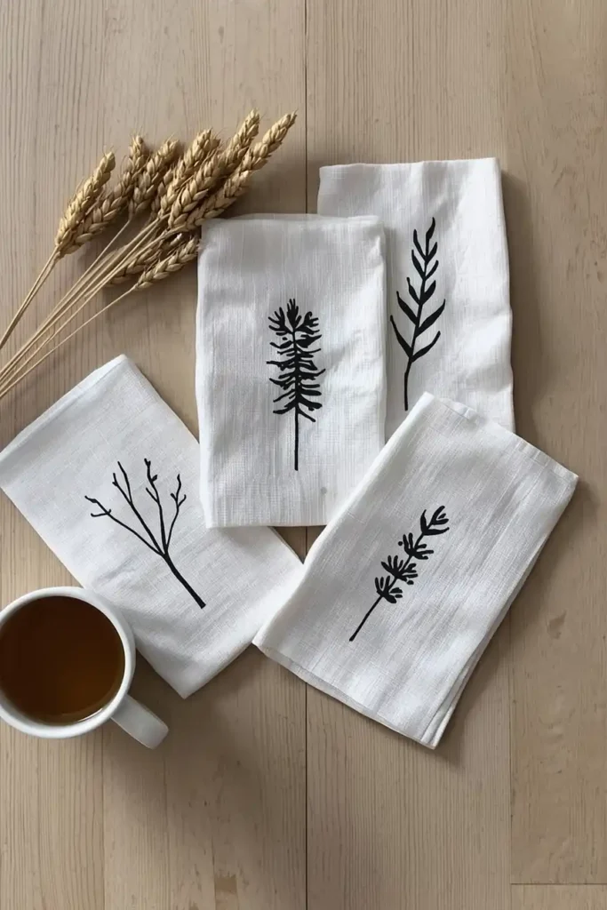 Stenciled Flour Sack Napkins for the Table