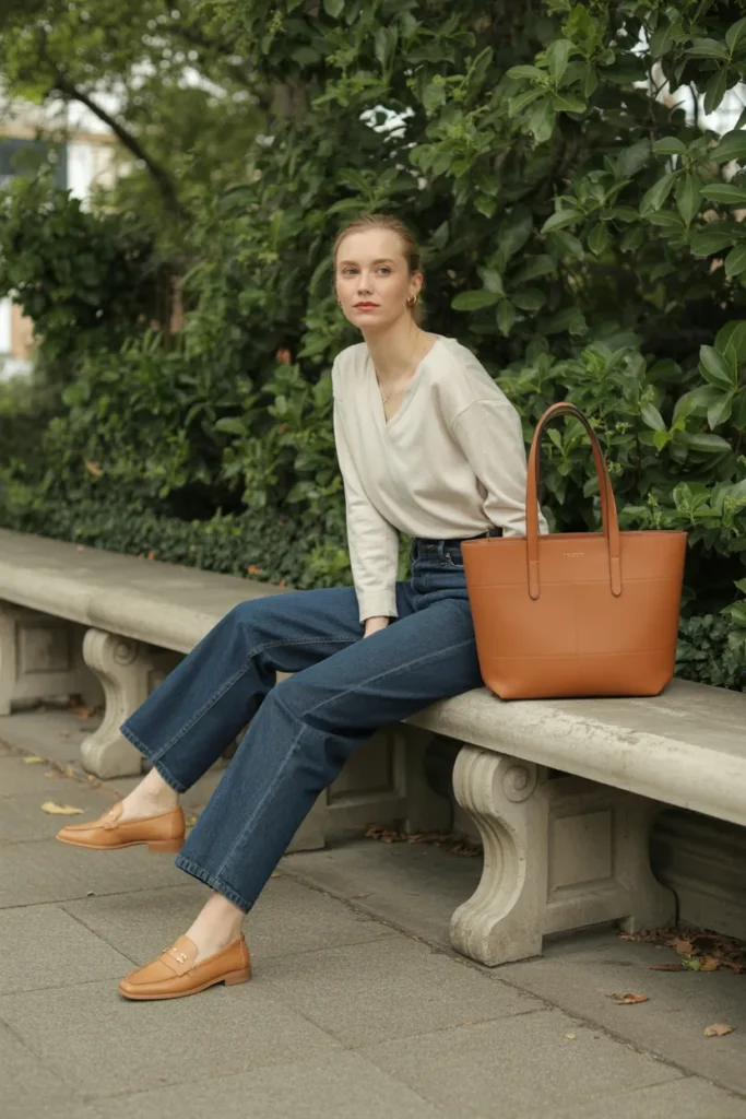 Straight-Leg Dark Wash Jeans Styled With Intention