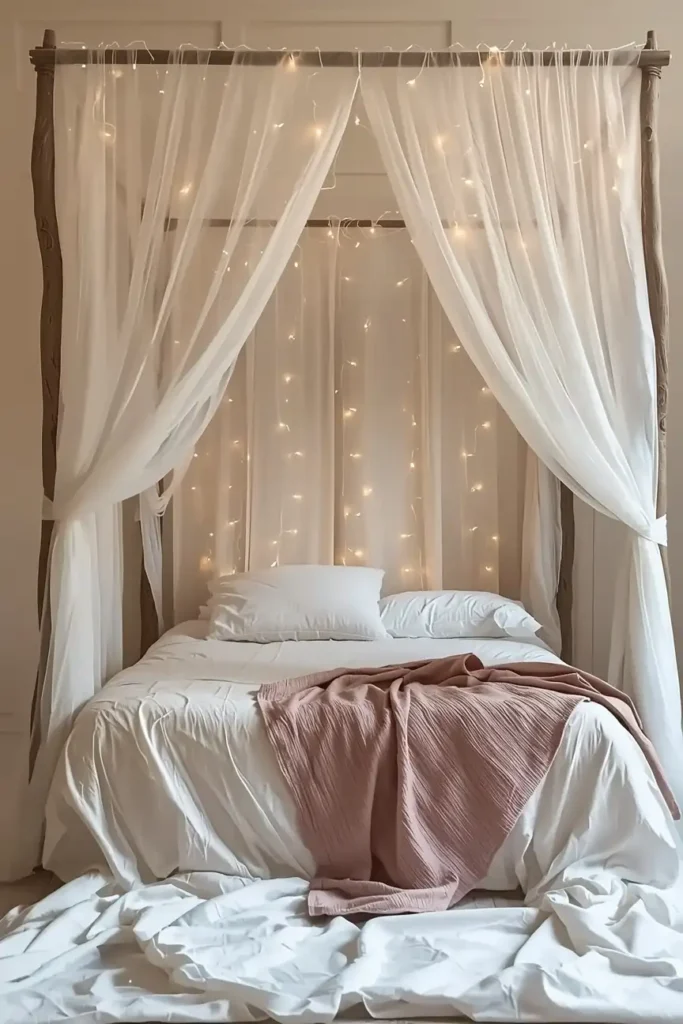 String Lights and a Canopy Bed for Pure Romance