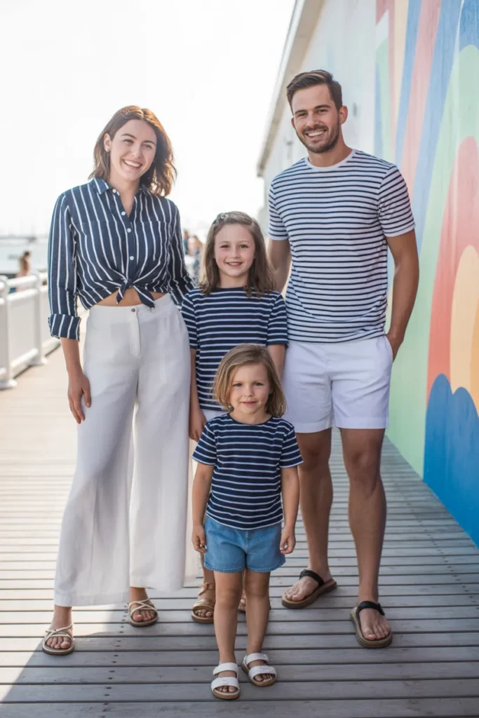 Striped Tops with Solid Bottoms for a Playful, Coordinated Look