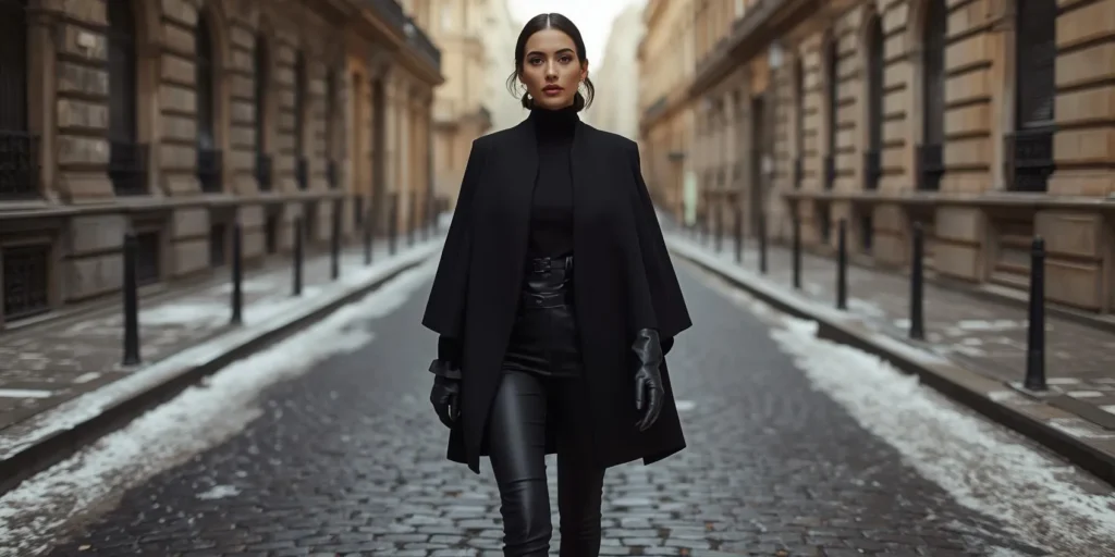 Structured Cape Coat with Gloves