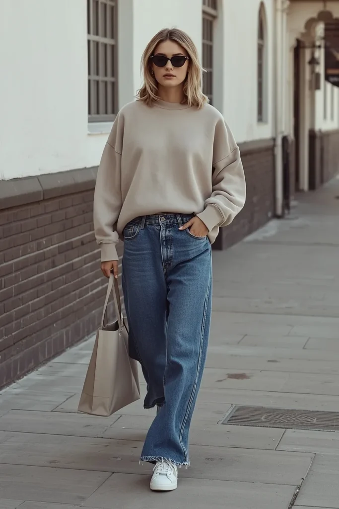 Sweatshirt with Relaxed Denim
