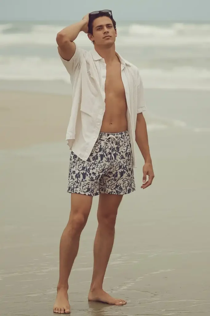Swim Trunks and a Terry Cloth Shirt for All-Day Beach Comfort