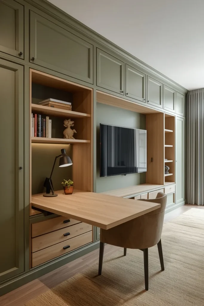 TV Wall Unit With Integrated Home Office Section