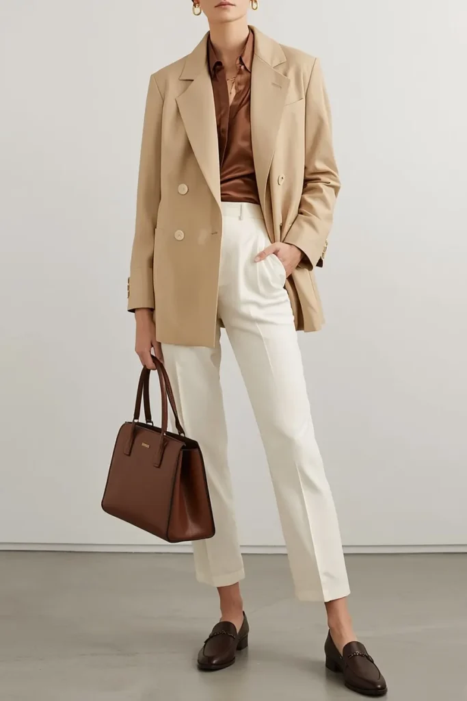 Tailored Blazer with Neutral Trousers