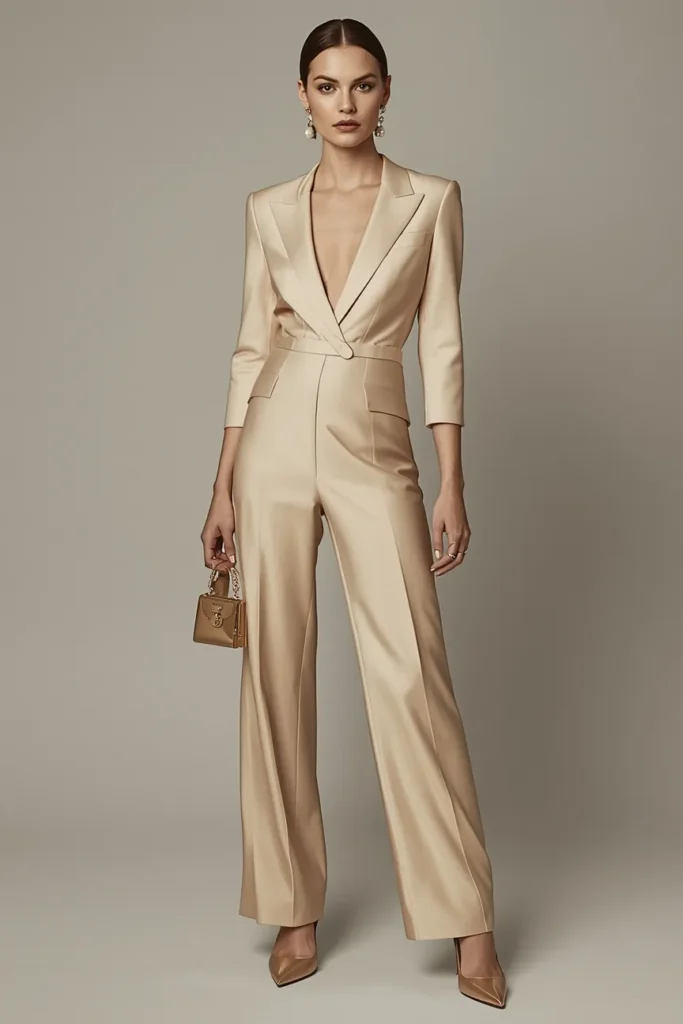 Tailored Jumpsuit in Champagne