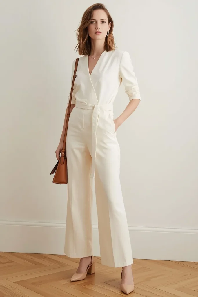 Tailored Jumpsuit in Cream or Off-White