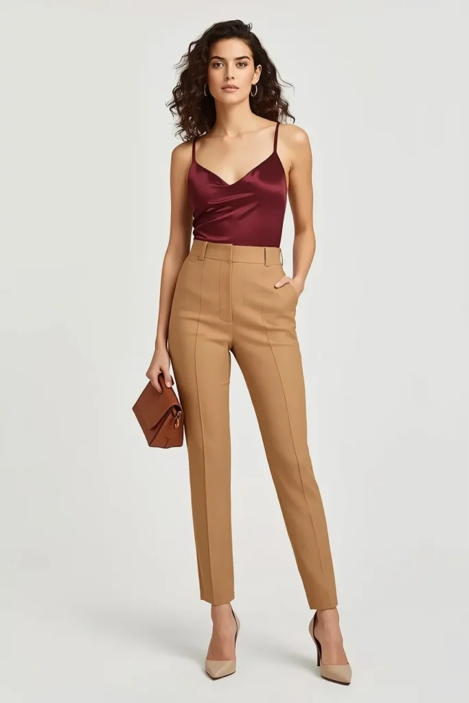 Tailored Trousers With a Silk Cami