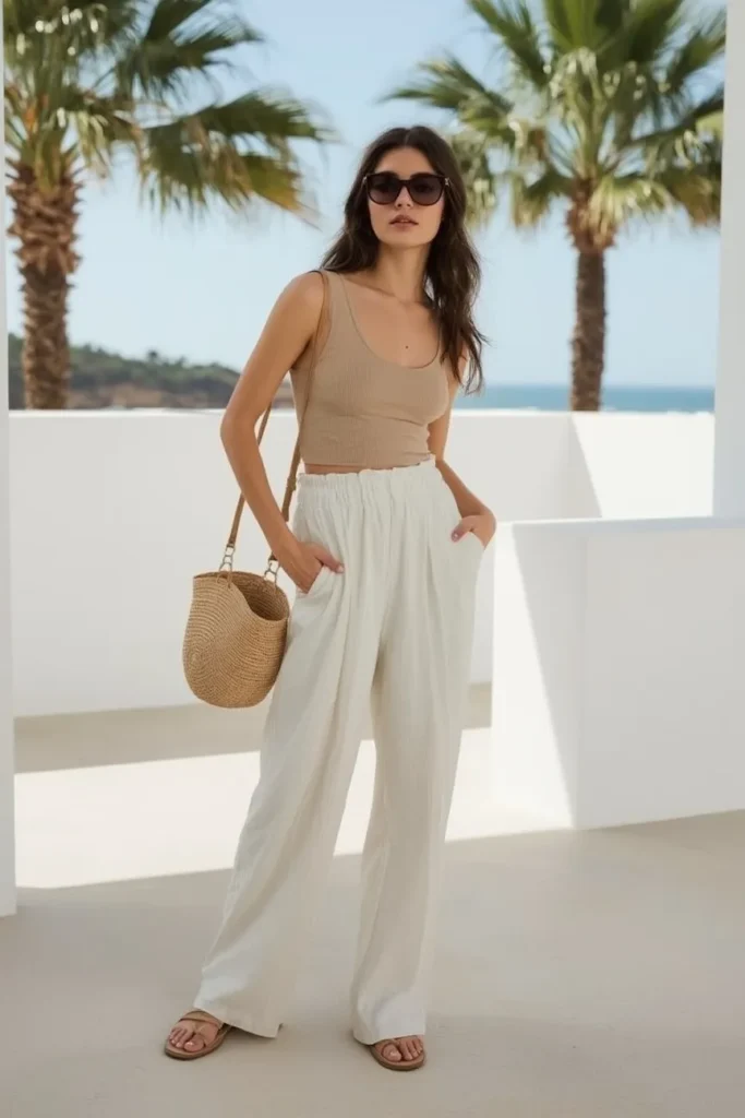 Tank Top with Wide Leg Linen Pants