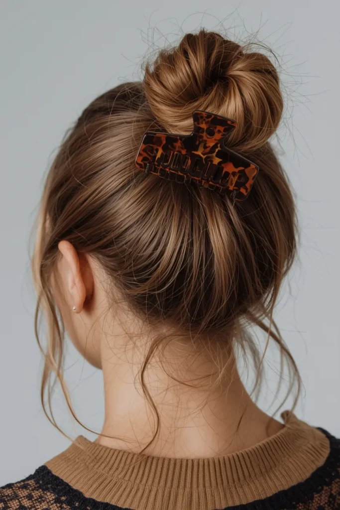 Textured Bun With a Claw Clip