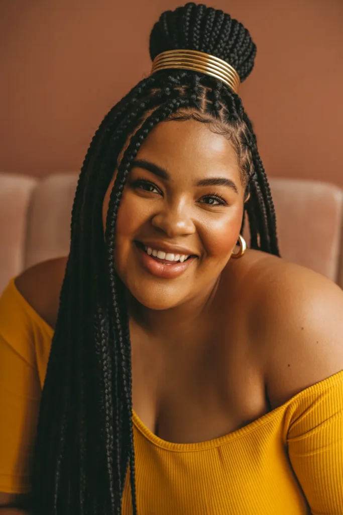 The Box Braid Half-Up Style