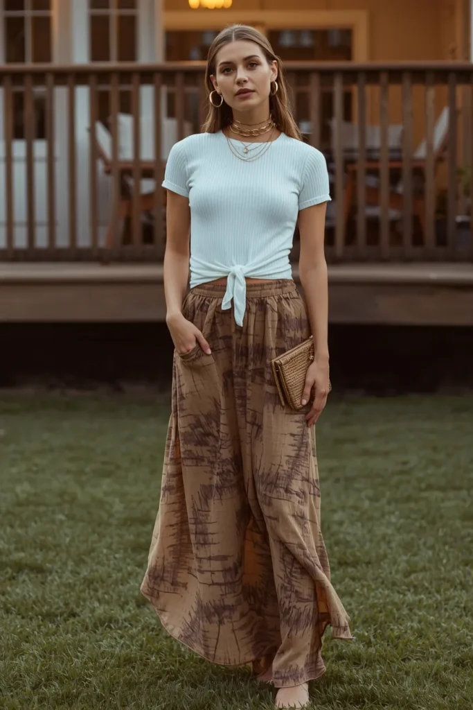 The Casual-Chic Maxi Skirt and Fitted Tee