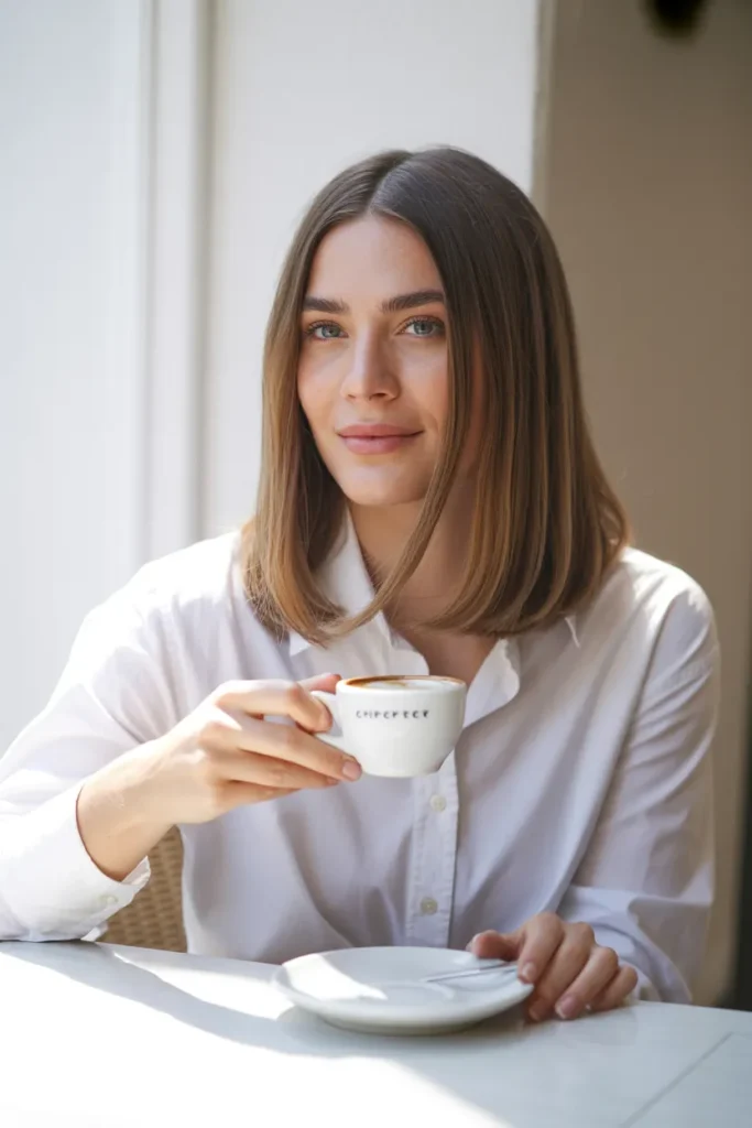 The Classic Center-Part Medium Length That Works for Every Occasion