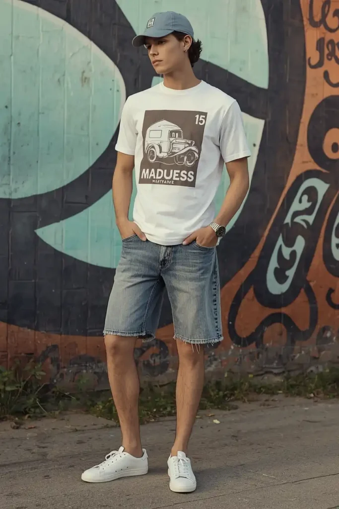 The Go-To Outfit: Denim Shorts and a Graphic Tee