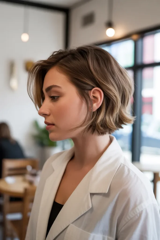 The Grown-Out Pixie Into a Medium Length for a Cool In-Between Stage