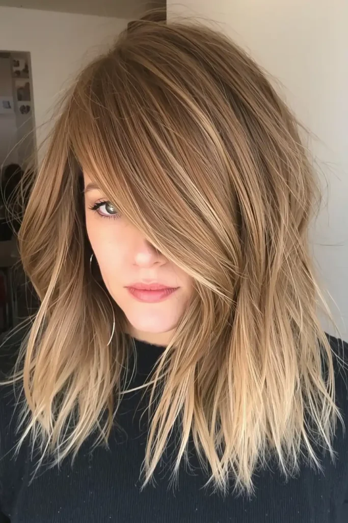 The Textured Wolf Cut with Side Bangs