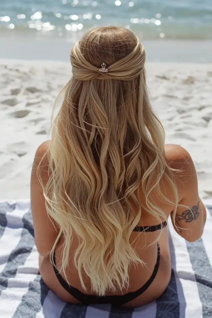 The Twisted Half-Up Style for Beach Days