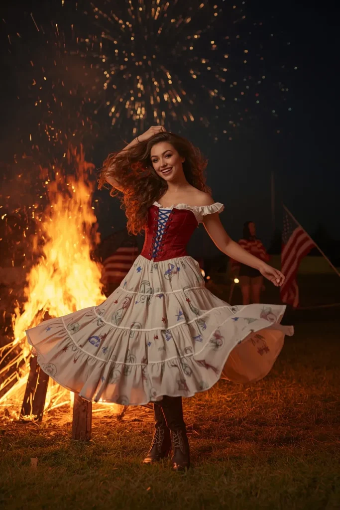 Tiered Peasant Skirt with Corset Top