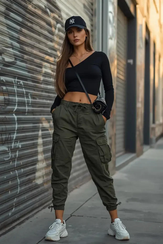 Tucked Into Cargo Pants for a Streetwear Edge