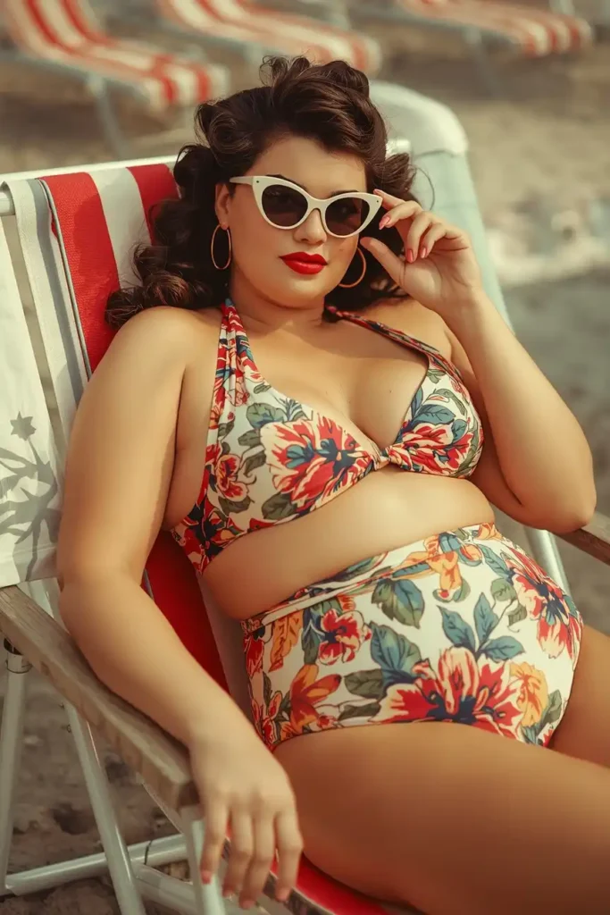 Two-Piece Bikini in a Vintage Floral Print