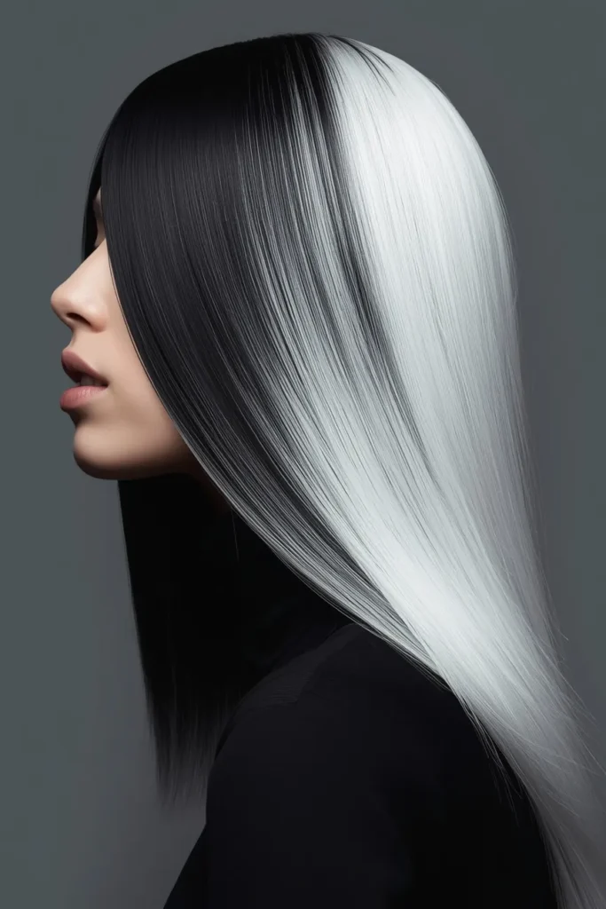 Two-Tone Black and White Ombre for Maximum Contrast