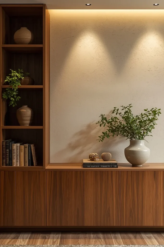 Walnut Wood TV Wall Unit With Warm Natural Tones