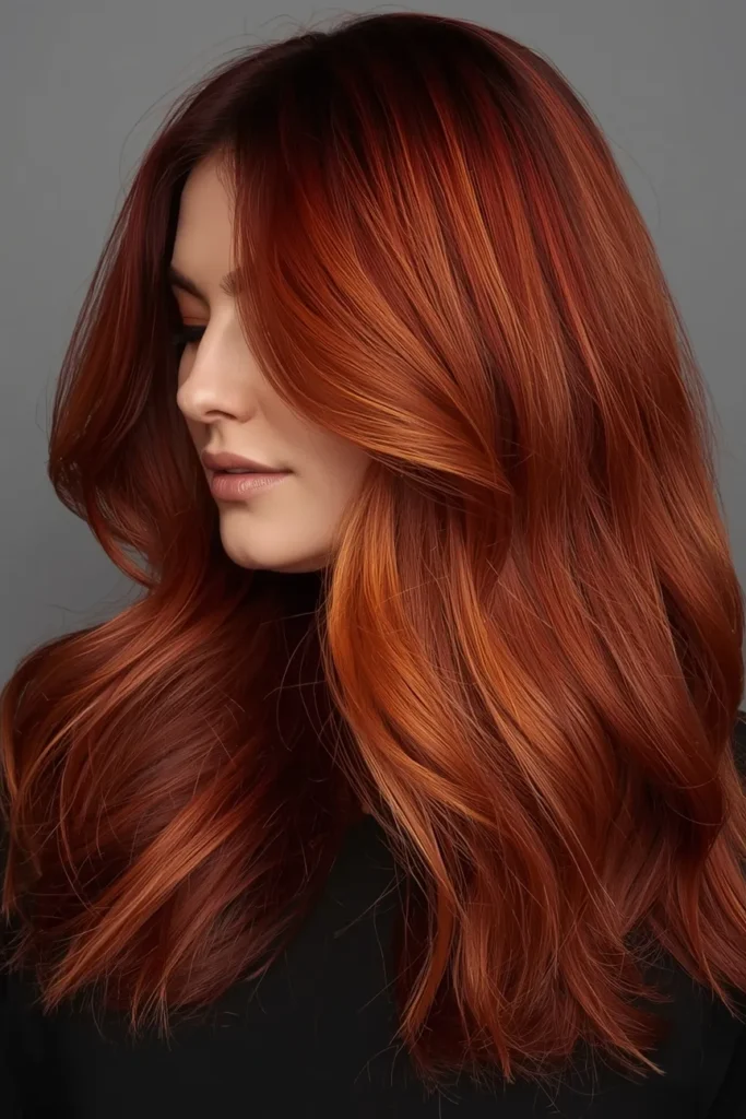 Warm Auburn Ombre for a Fiery Fall Look