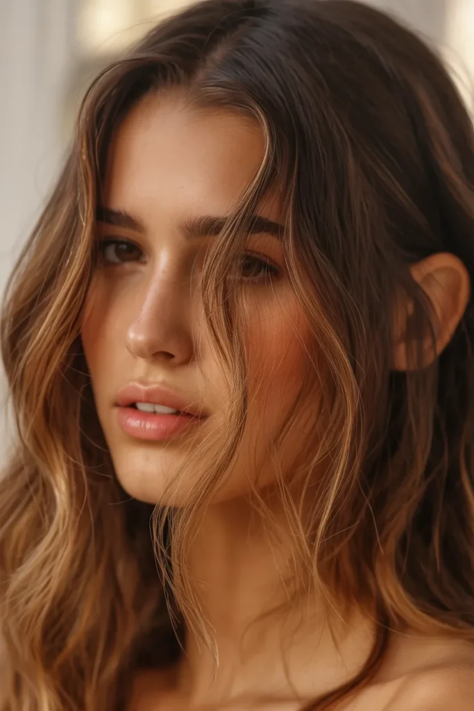 Warm Caramel Face-Framing Highlights