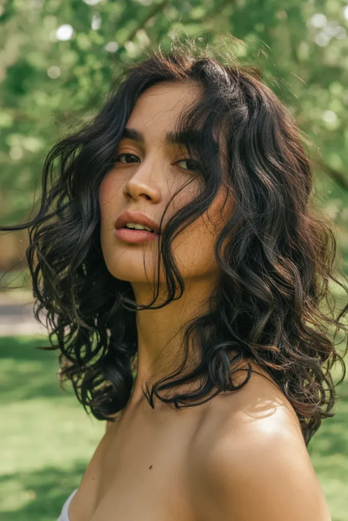 Wavy Mid-Length Cut With Minimal Layers for Thick or Heavy Hair