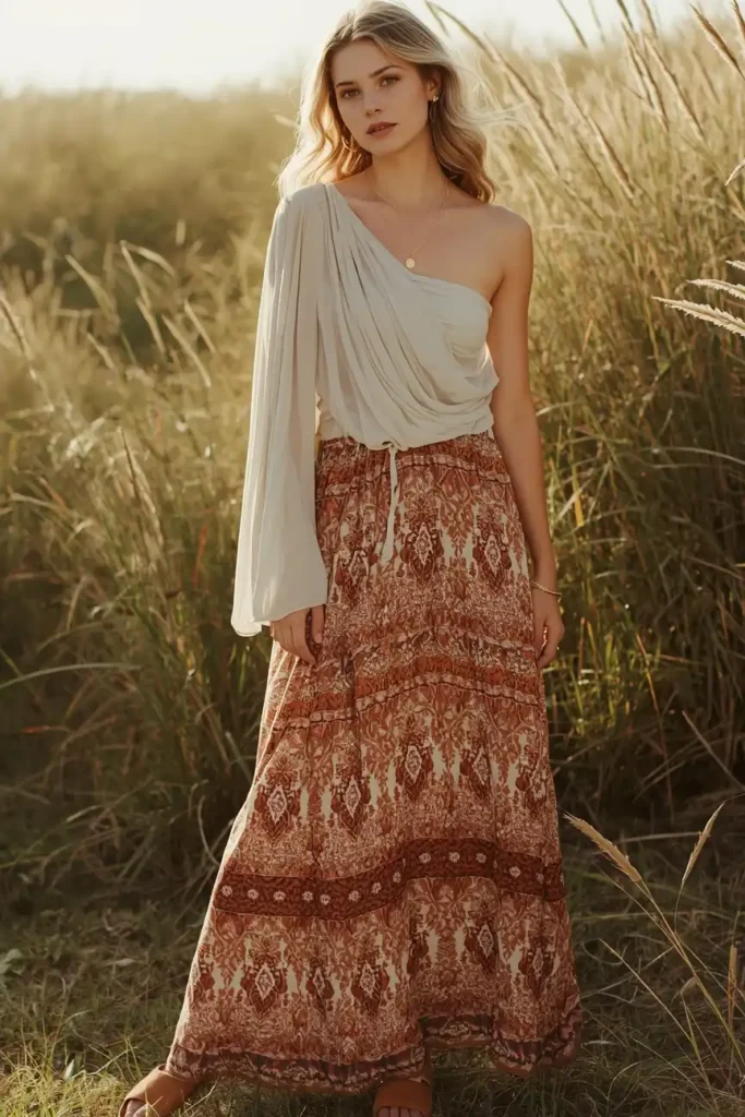With a Maxi Skirt for a Bohemian Feel