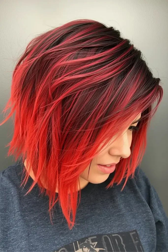Wolf Cut with Bold Color Ombre