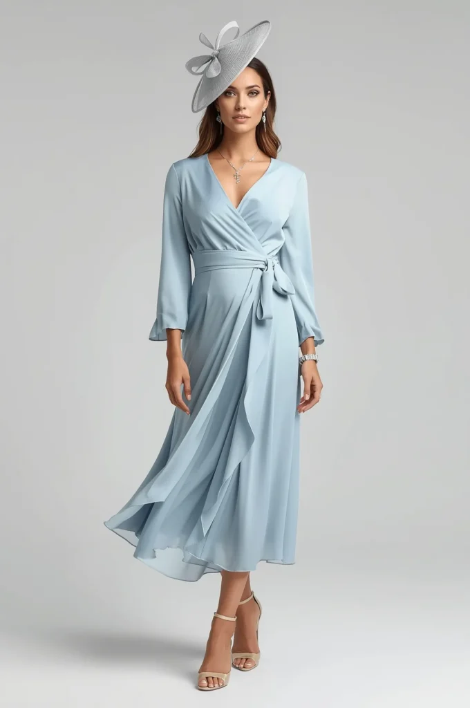 Wrap Dress with Elegant Accessories