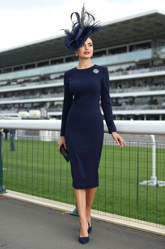 Elegant Midi Dress with Statement Fascinator