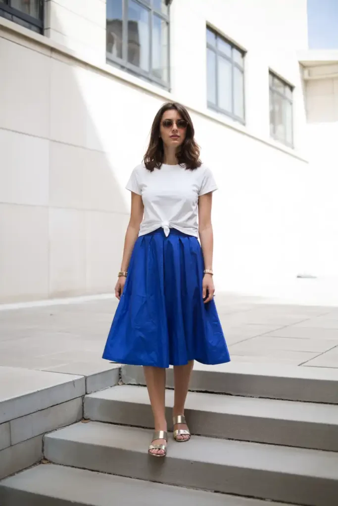 A Colorful Statement Skirt With a Simple White Tee