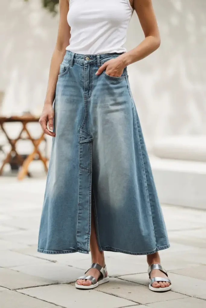 A Denim Maxi Skirt for When You Want Casual but Make It Fashion